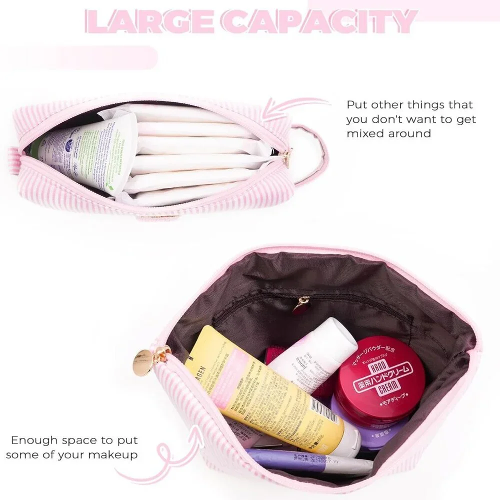 Makeup Bag Set Initials Cosmetic Bag Pink UNOPENED - Picture 5 of 7